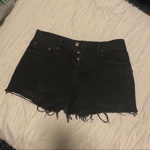 Free people black denim cut off shorts